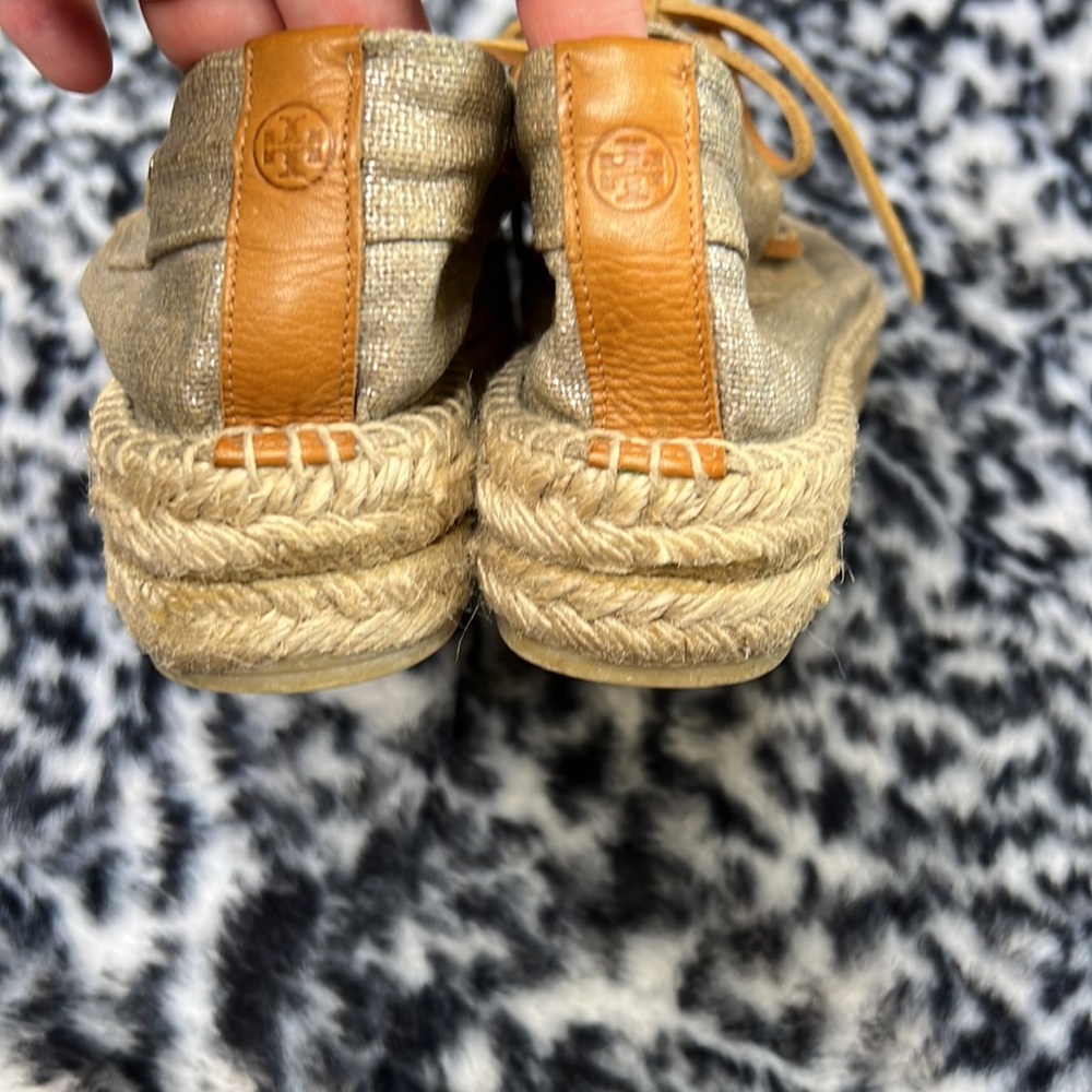 Tory Burch Natural Canvas Espadrille with Tan Leather Laces - Picture 10 of 12